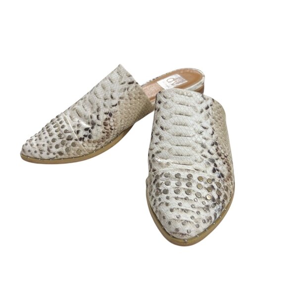 Dv Dolce Vita Leather‎ Snake Print Pointed Toe Mules Slide Sandals Size 7 - Picture 4 of 10